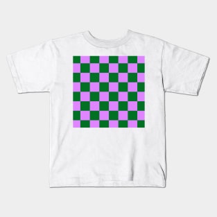 Checked pattern - purple and green checks Kids T-Shirt